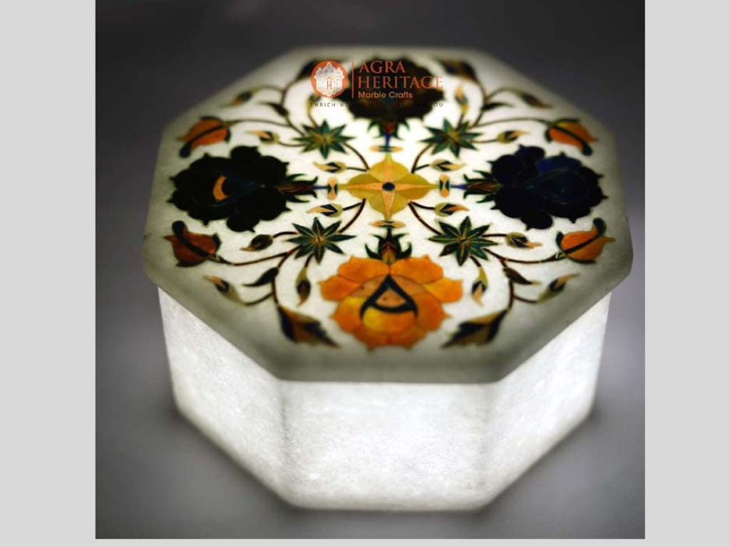 Marble Precious Inlay Jewelry Box Vector Decor